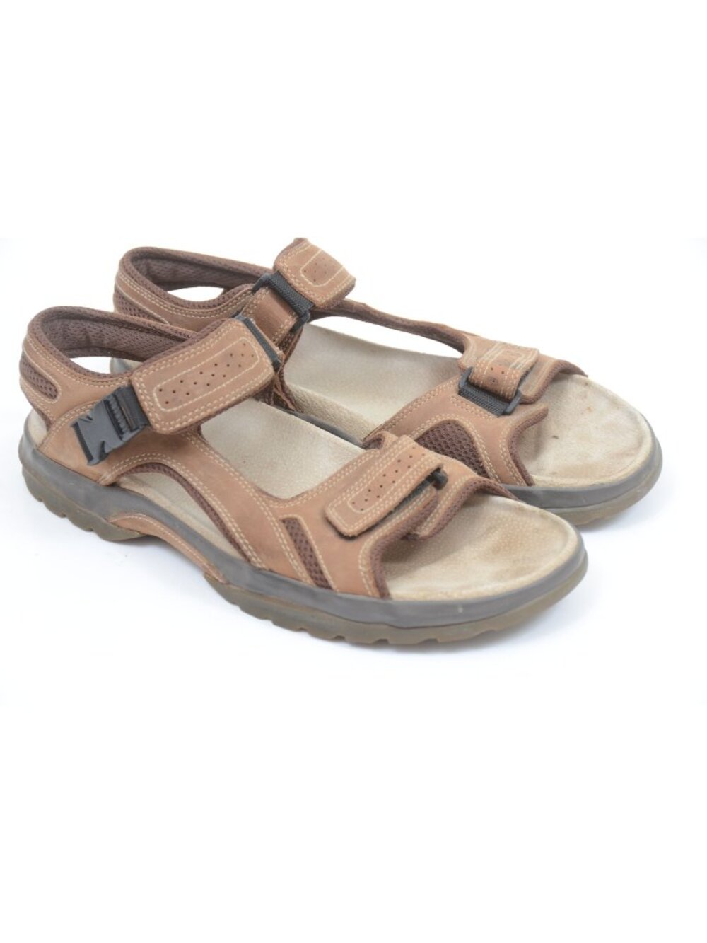 BASS Cimarron Men's 13 Brown Leather Fisherman Outdoor Walking Beach Sandal